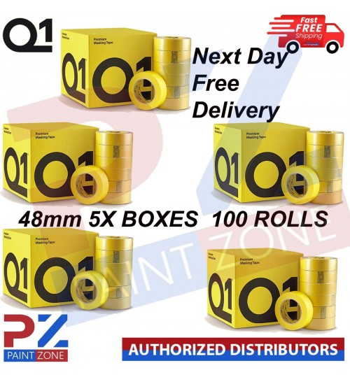 5X Q1 MASKING TAPE PREMIUM AUTOMOTIVE 48mm x 50mm - Next Day Free DELIVERY